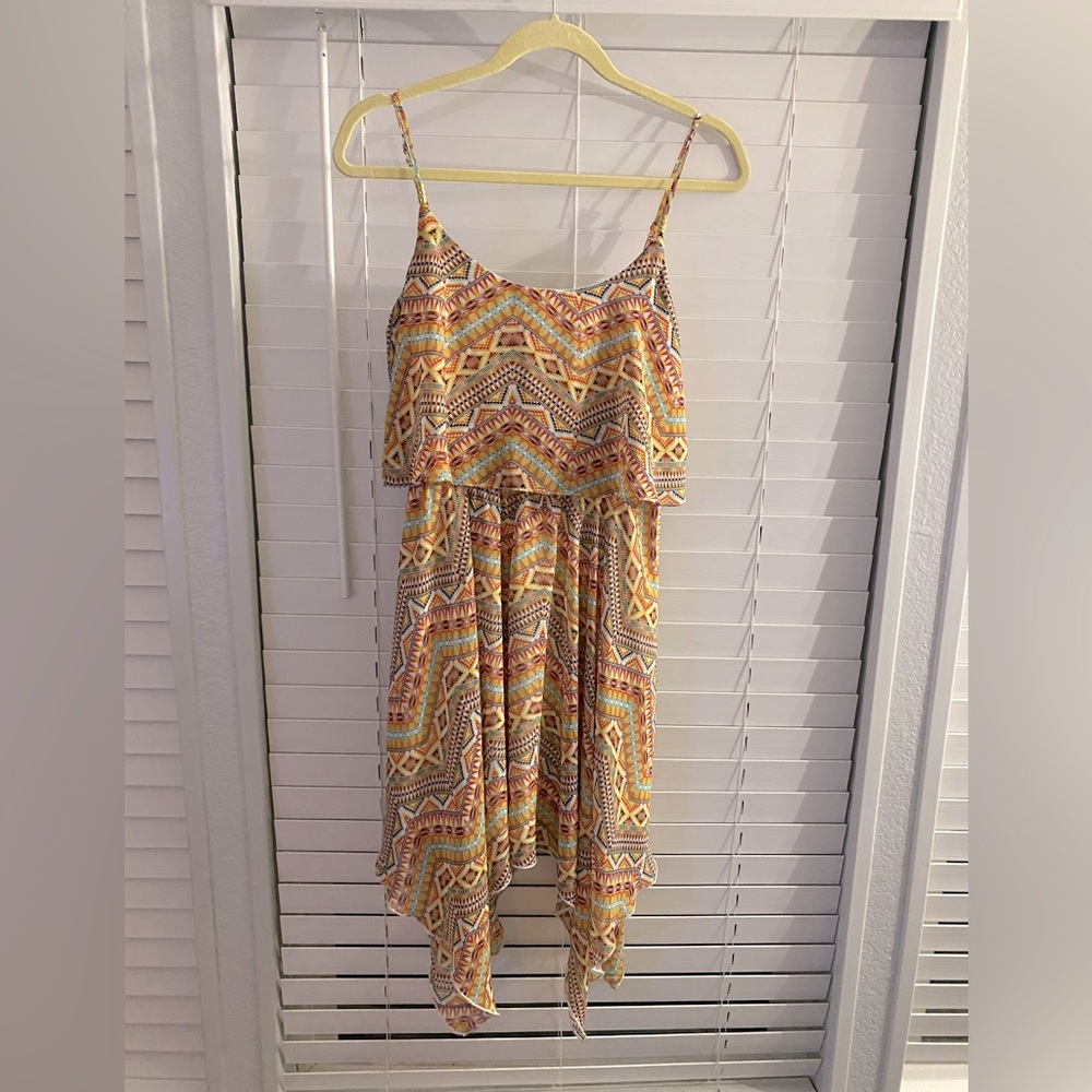 Colorful print handkerchief bottom dress